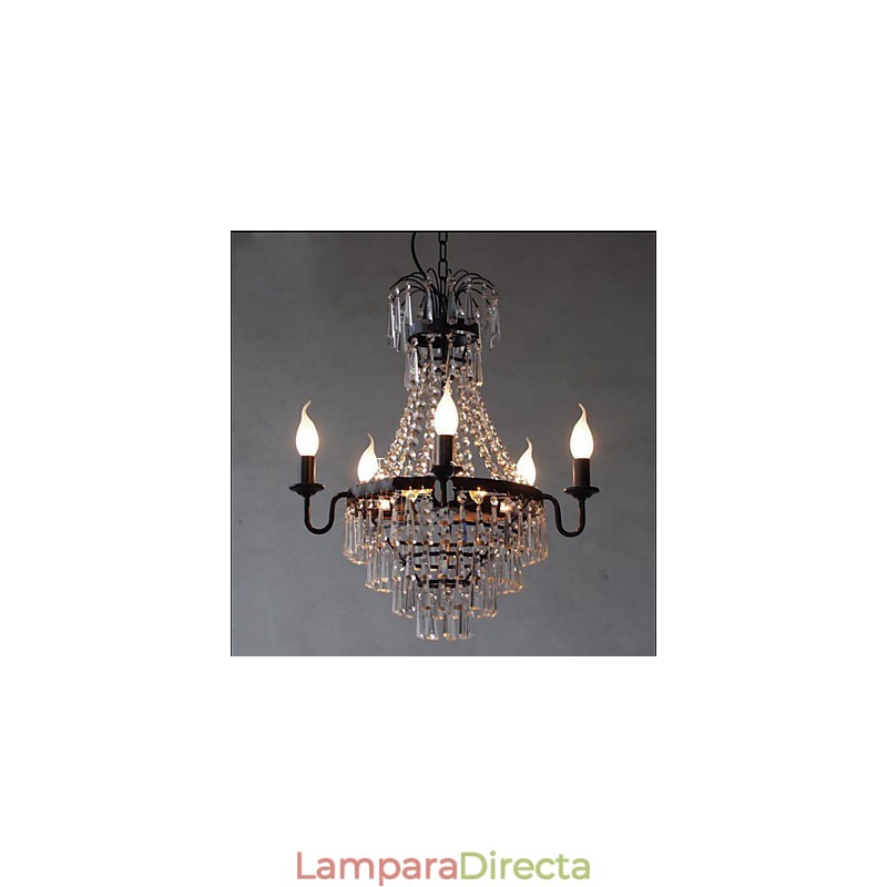 Lámpara de cristal con forma de vela retro estilo country americano