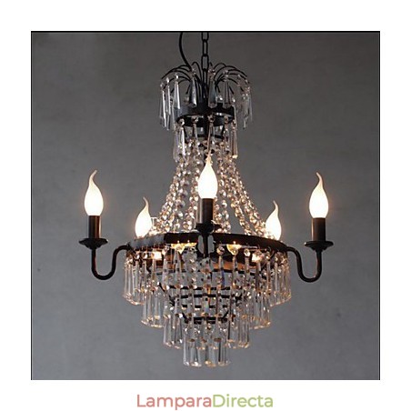 Lámpara de cristal con forma de vela retro estilo country americano Lámpara de cristal con forma de vela retro estilo country americano