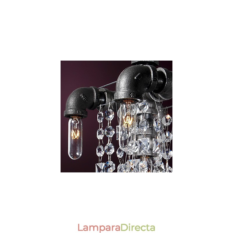 Lámpara colgante de 5 luces con diseño de tubería, estilo norteamericano