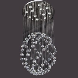 Lámpara de techo moderna contemporánea de metal cromado y cristal