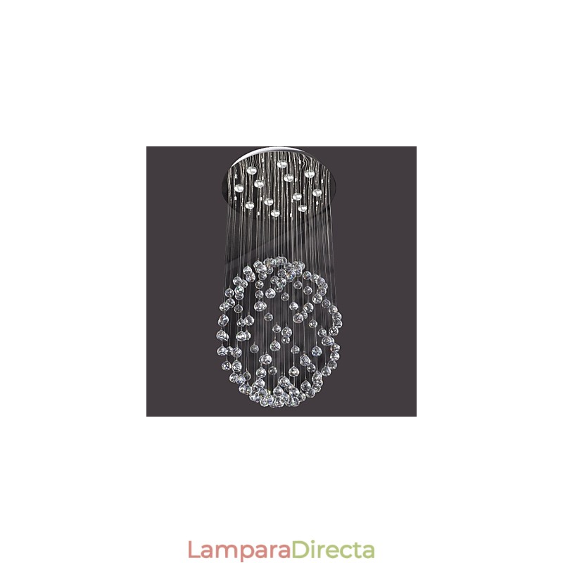 Lámpara de techo moderna contemporánea de metal cromado y cristal