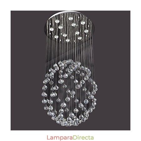 Lámpara de techo moderna contemporánea de metal cromado y cristal