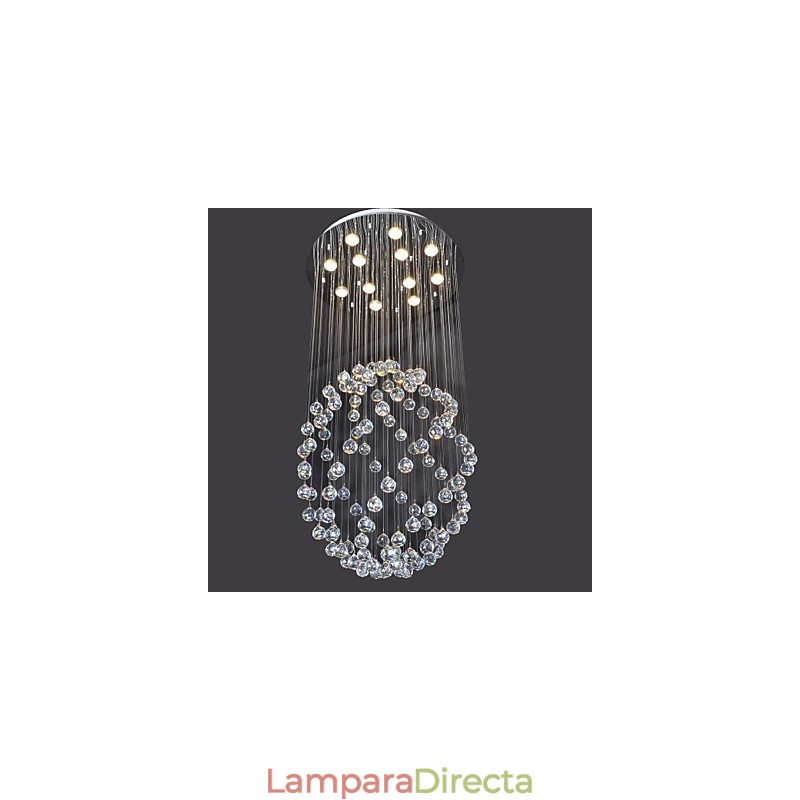 Lámpara de techo moderna contemporánea de metal cromado y cristal