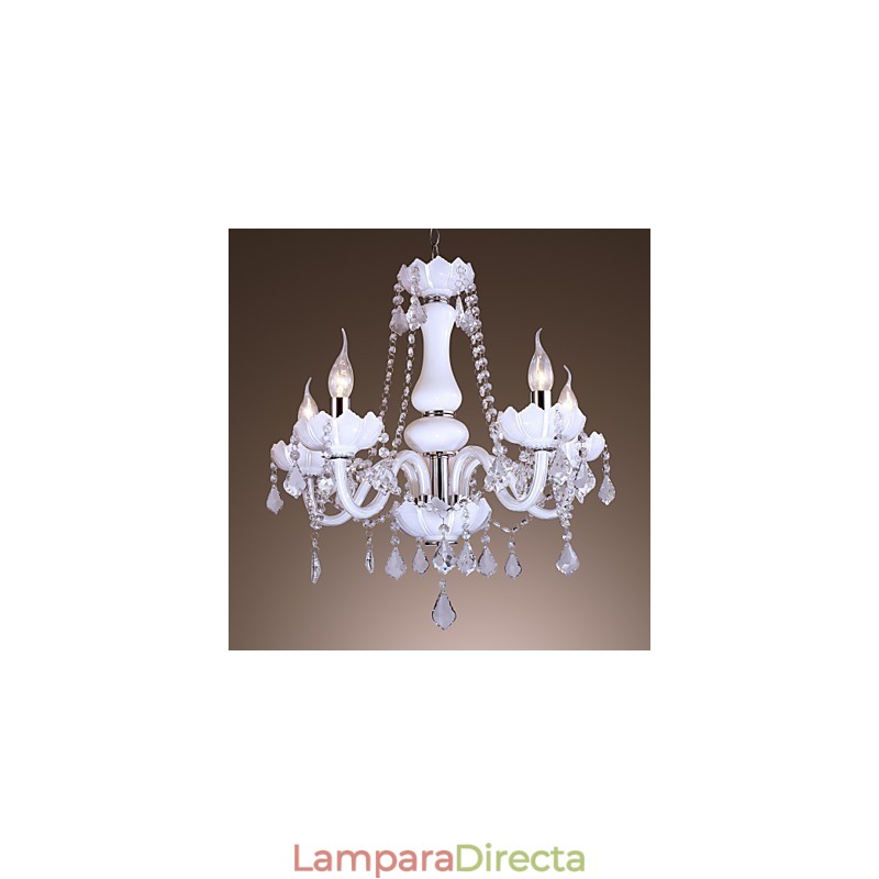 Lámpara de araña de cristal de jade de lujo de estilo europeo moderno