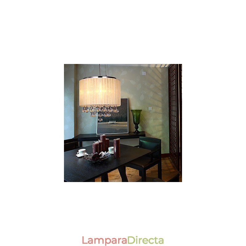 Elegante lámpara colgante de cristal con 4 luces