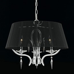 Elegante lámpara de araña de cristal de 3 luces con pantalla negra