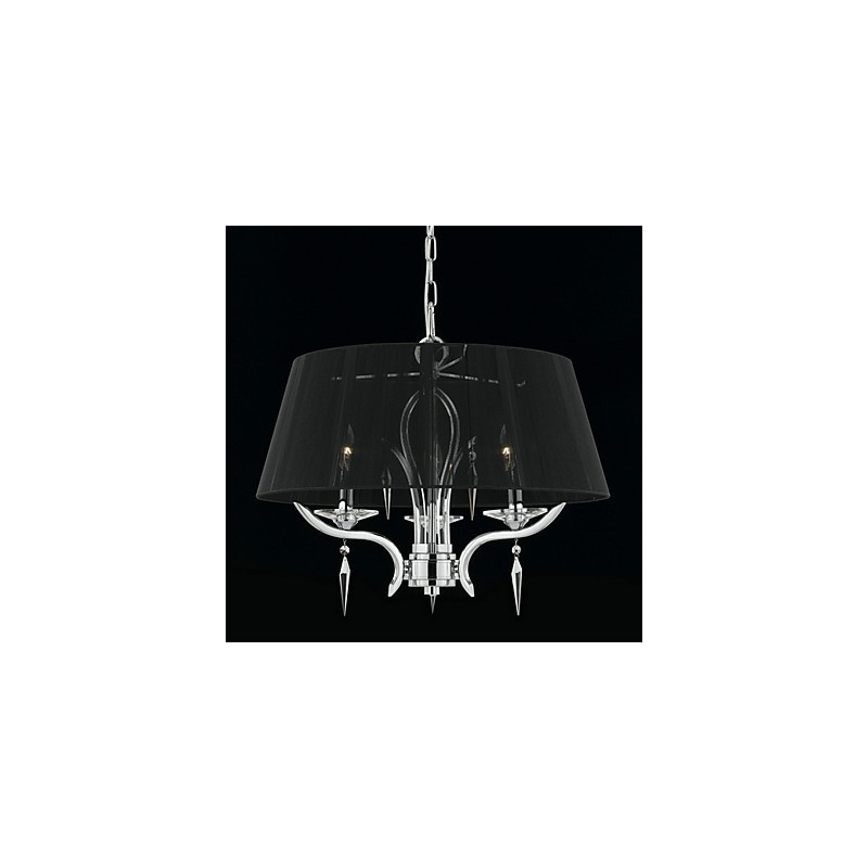 Elegante lámpara de araña de cristal de 3 luces con pantalla negra