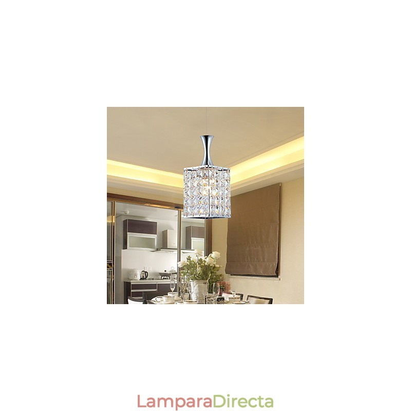Lámpara colgante de cristal K9 con marco de metal de 3 luces, con bombilla incluida