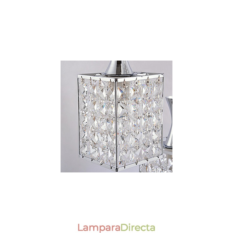 Lámpara colgante de cristal K9 con marco de metal de 3 luces, con bombilla incluida