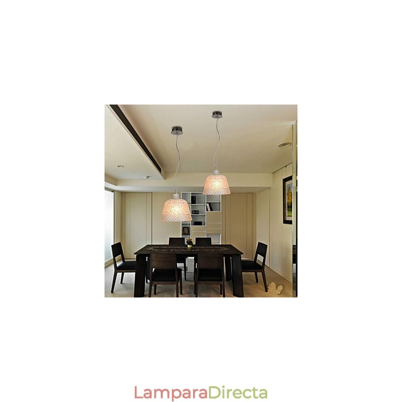 Lámpara de araña con colgante de vidrio tallado con arte decorativo