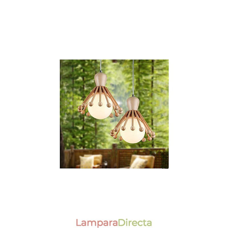 Lámpara de araña de madera para jardín, lámpara de araña nórdica sencilla de madera 2