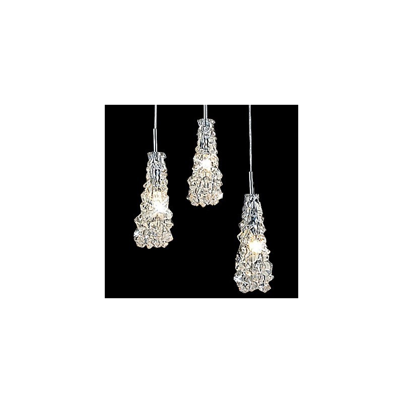 Lámpara de araña clásica tradicional de cristal transparente de 3 luces