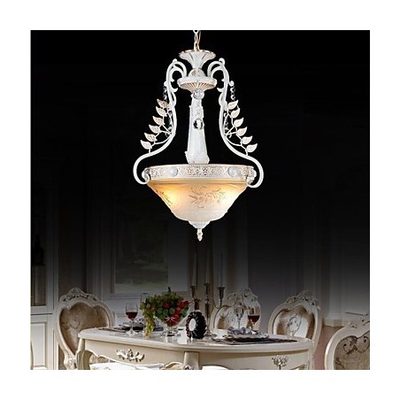 Lámpara colgante blanca de dos luces con pantalla de cristal dorado a mano, estilo retro europeo clásico. Lámpara colgante blanca de dos luces con pantalla de cristal dorado a mano, estilo retro europeo clásico.