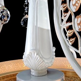Lámpara colgante blanca de dos luces con pantalla de cristal dorado a mano, estilo retro europeo clásico.