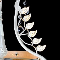 Lámpara colgante blanca de dos luces con pantalla de cristal dorado a mano, estilo retro europeo clásico.