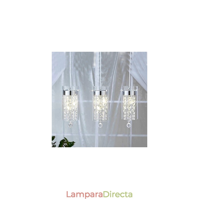 Lámpara colgante artística de cristal con pantallas de vidrio y base de bombilla G4