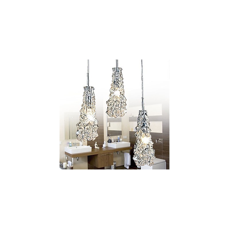 Lámpara de araña clásica tradicional de cristal transparente de 3 luces