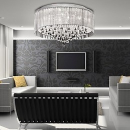 Elegante lámpara colgante de cristal con 8 luces y pantalla cilíndrica