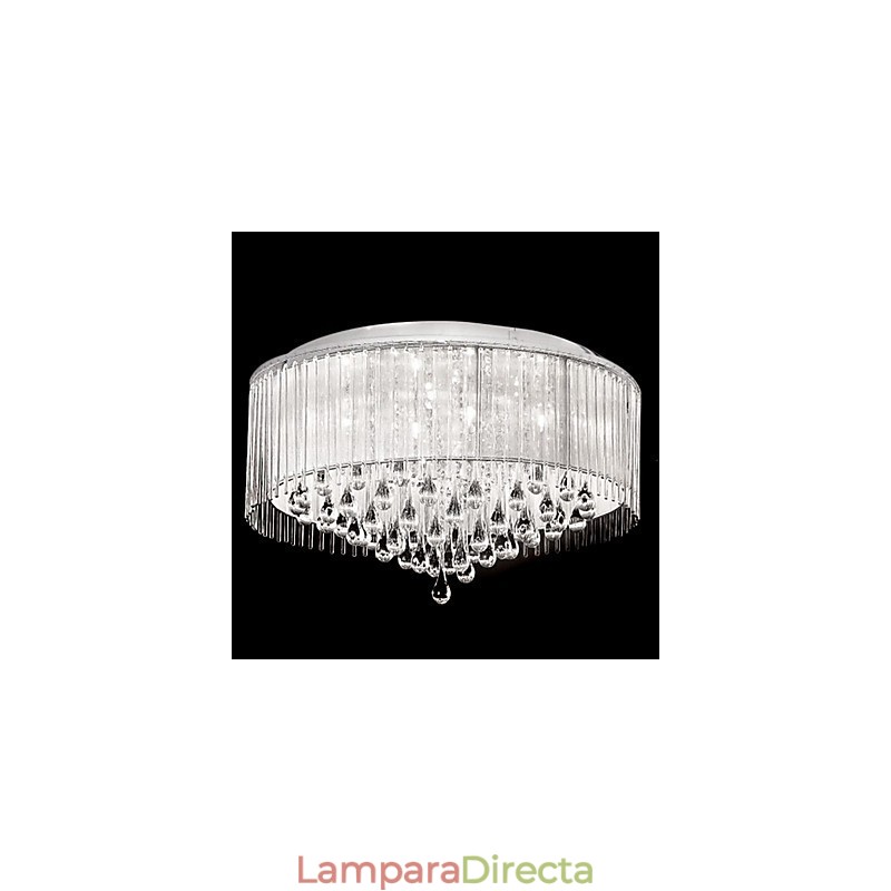 Elegante lámpara colgante de cristal con 8 luces y pantalla cilíndrica