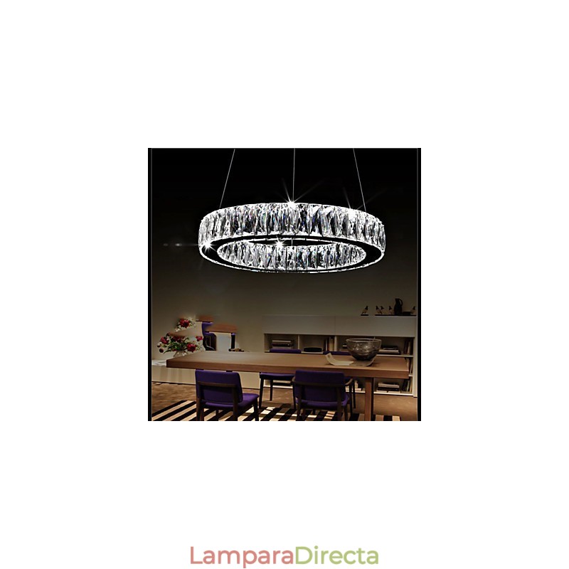 Lámparas de araña de cristal modernas con anillos individuales K9, lámparas de techo de cristal grandes para interiores