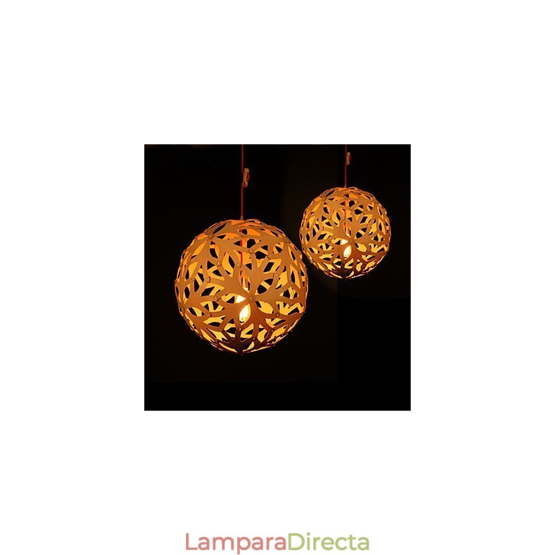Lámpara de araña estilo mini linterna de madera de bambú