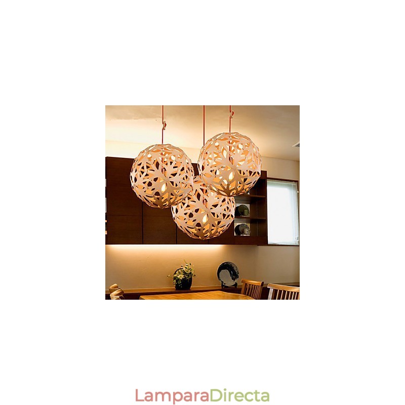 Lámpara de araña estilo mini linterna de madera de bambú