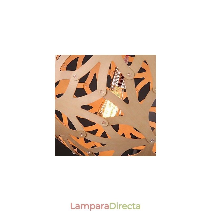 Lámpara de araña estilo mini linterna de madera de bambú