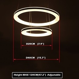 Lámpara colgante de acrílico redonda con 2 anillos