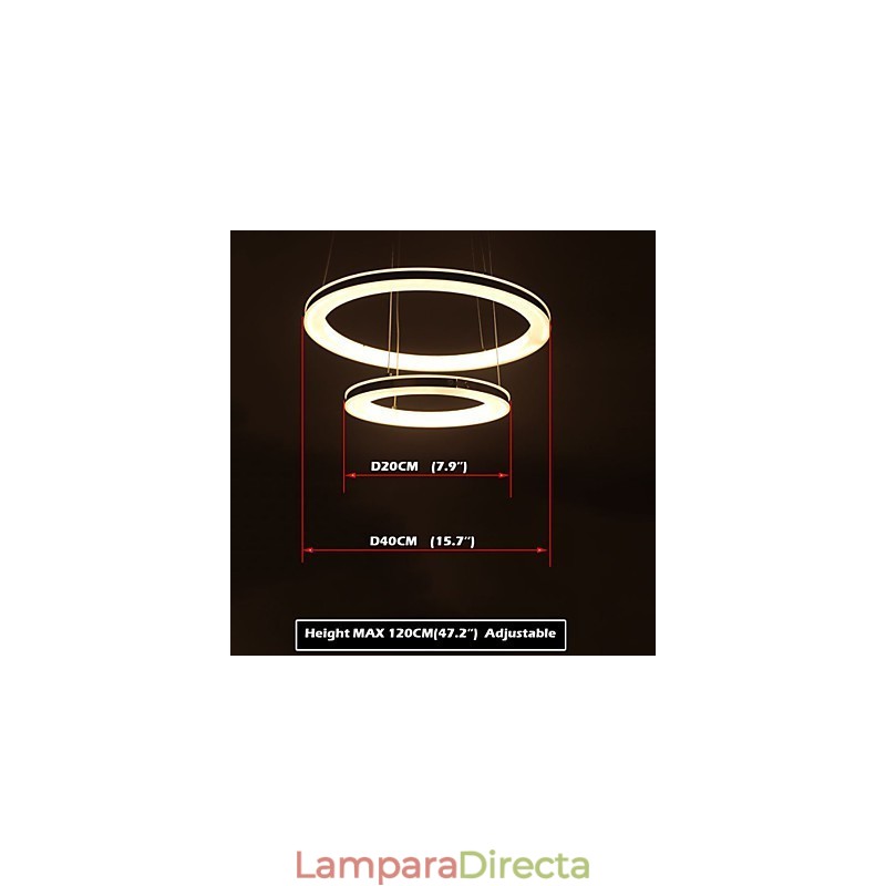 Lámpara colgante de acrílico redonda con 2 anillos