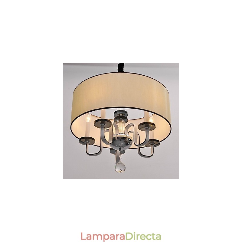 Lámpara colgante moderna contemporánea de metal cromado y cristal