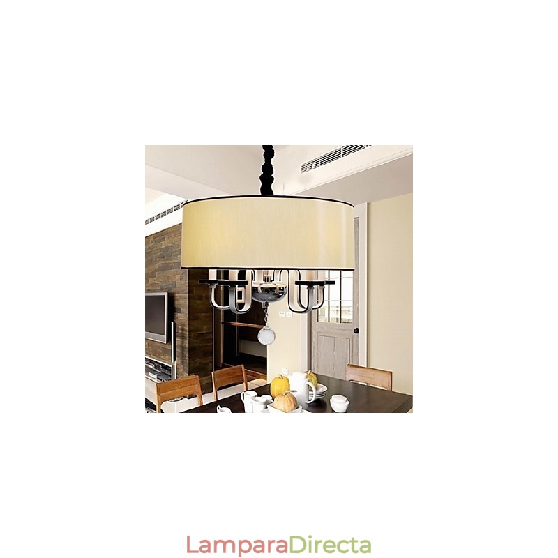 Lámpara colgante moderna contemporánea de metal cromado y cristal