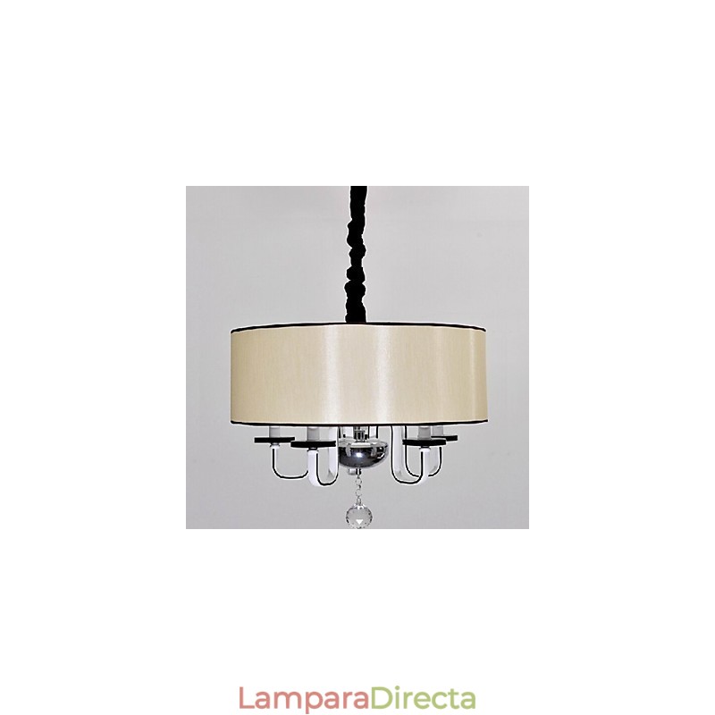 Lámpara colgante moderna contemporánea de metal cromado y cristal