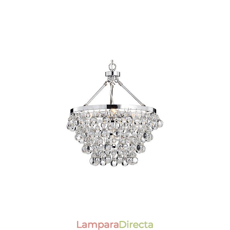 Lámpara de araña clásica tradicional de metal cromado y cristal
