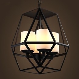 Lámpara de araña moderna de hierro negro vintage americana de nivel superior, 4 luces