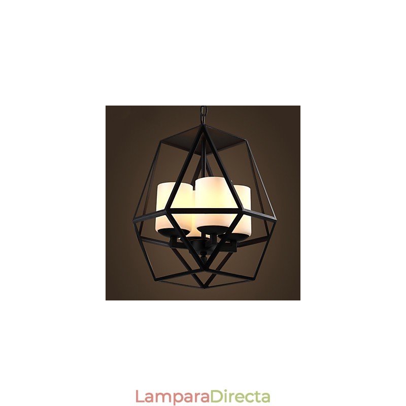 Lámpara de araña moderna de hierro negro vintage americana de nivel superior, 4 luces