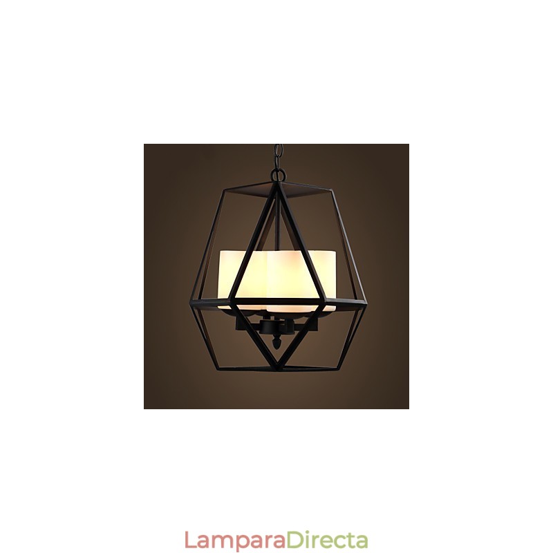 Lámpara de araña moderna de hierro negro vintage americana de nivel superior, 4 luces