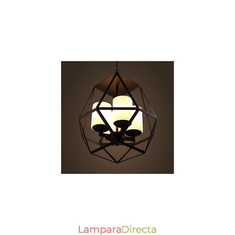 Lámpara de araña moderna de hierro negro vintage americana de nivel superior, 4 luces