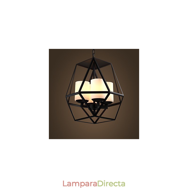 Lámpara de araña moderna de hierro negro vintage americana de nivel superior, 4 luces