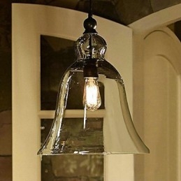 Lámpara colgante de cristal con pintura estilo campestre en miniatura