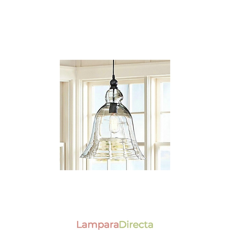 Lámpara colgante de cristal con pintura estilo campestre en miniatura