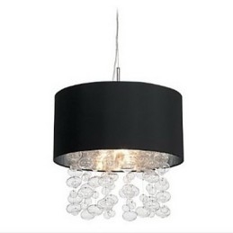 Lámpara colgante moderna con 7 luces y pantalla de tela negra (base)