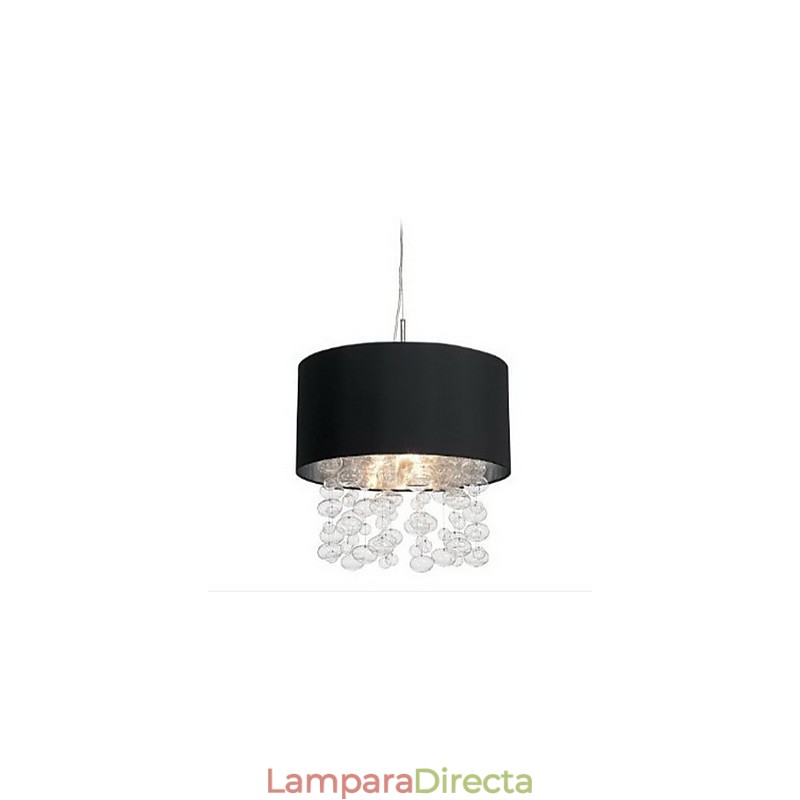 Lámpara colgante moderna con 7 luces y pantalla de tela negra (base)