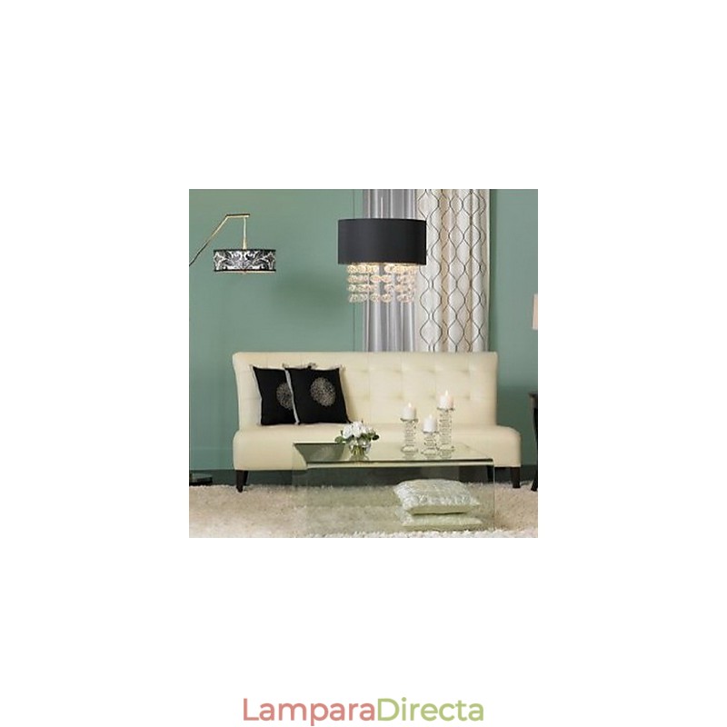 Lámpara colgante moderna con 7 luces y pantalla de tela negra (base)