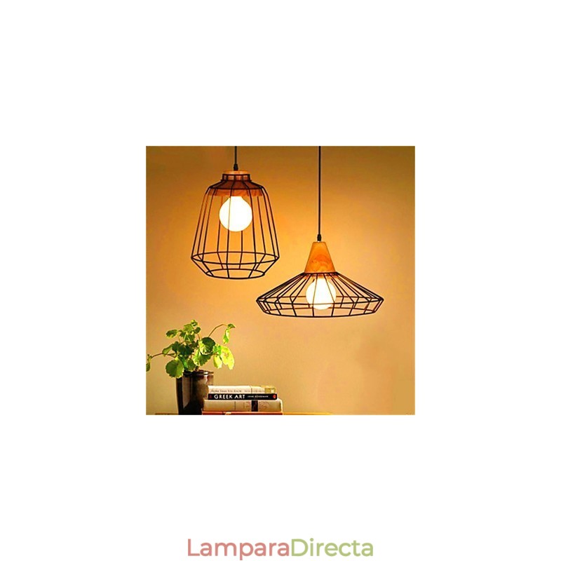 Lámpara de araña de hierro con forma de jaula de pájaros estilo retro americano