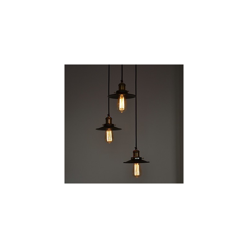 Lámpara colgante vintage de 3 luces con pantalla de hierro
