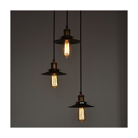 Lámpara colgante vintage de 3 luces con pantalla de hierro Lámpara colgante vintage de 3 luces con pantalla de hierro