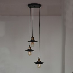 Lámpara colgante vintage de 3 luces con pantalla de hierro