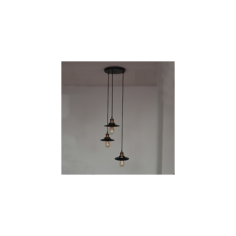 Lámpara colgante vintage de 3 luces con pantalla de hierro