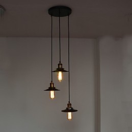 Lámpara colgante vintage de 3 luces con pantalla de hierro