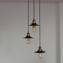 Lámpara colgante vintage de 3 luces con pantalla de hierro
